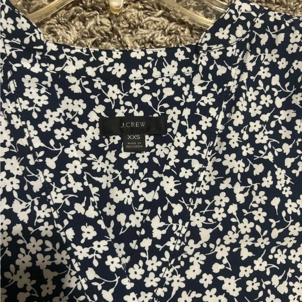 J. Crew Navy and White Floral Blouse